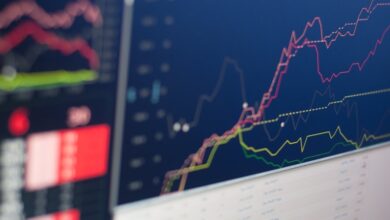 A stock market screen showing rising ASX share price charts