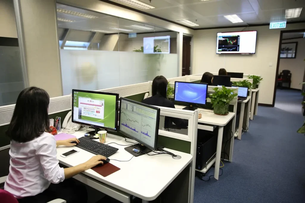 Corporate Office with Employees Working on Their Computers